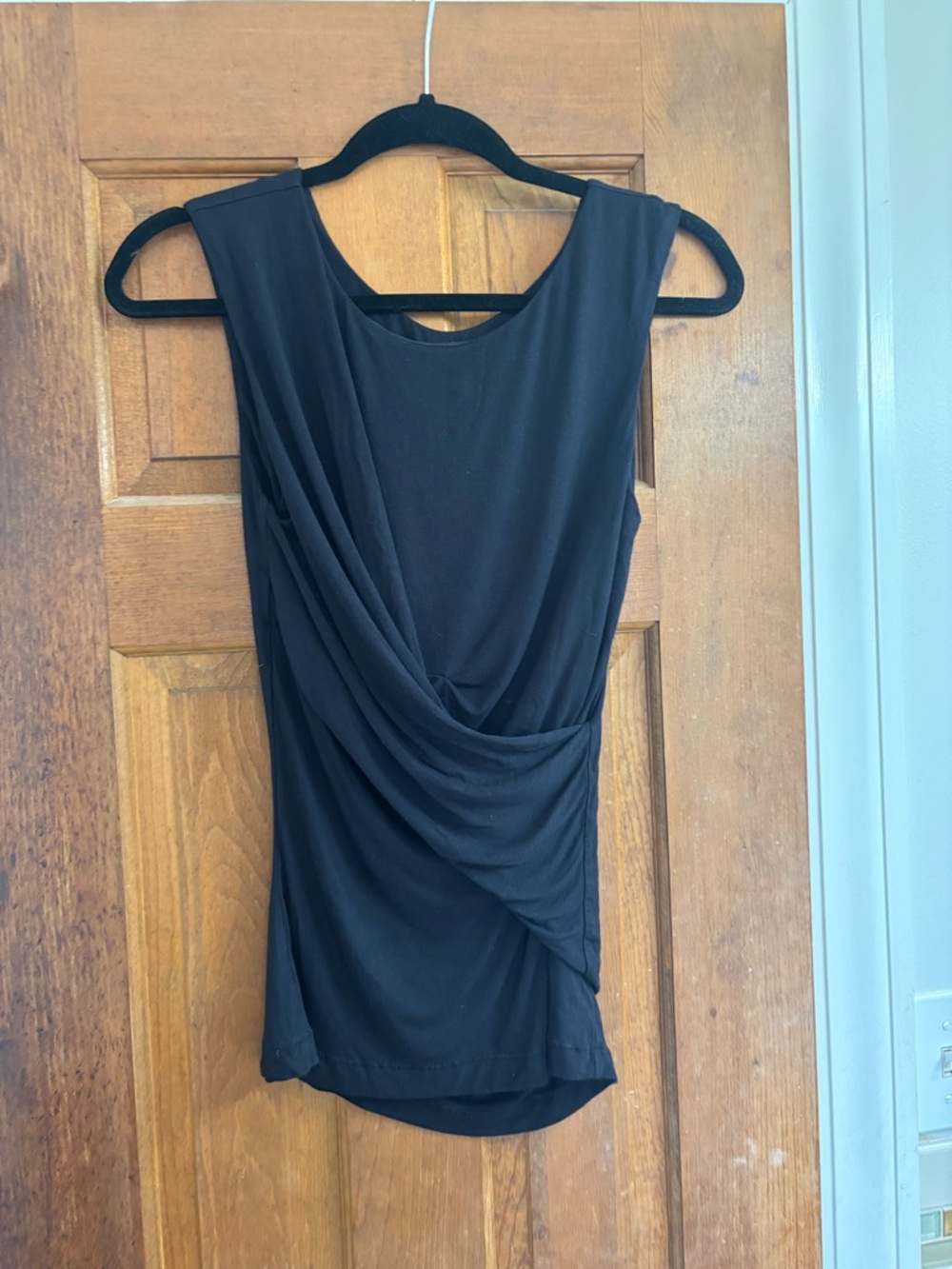 We The Free Black Asymmetrical Scrunch Sleeveless Top